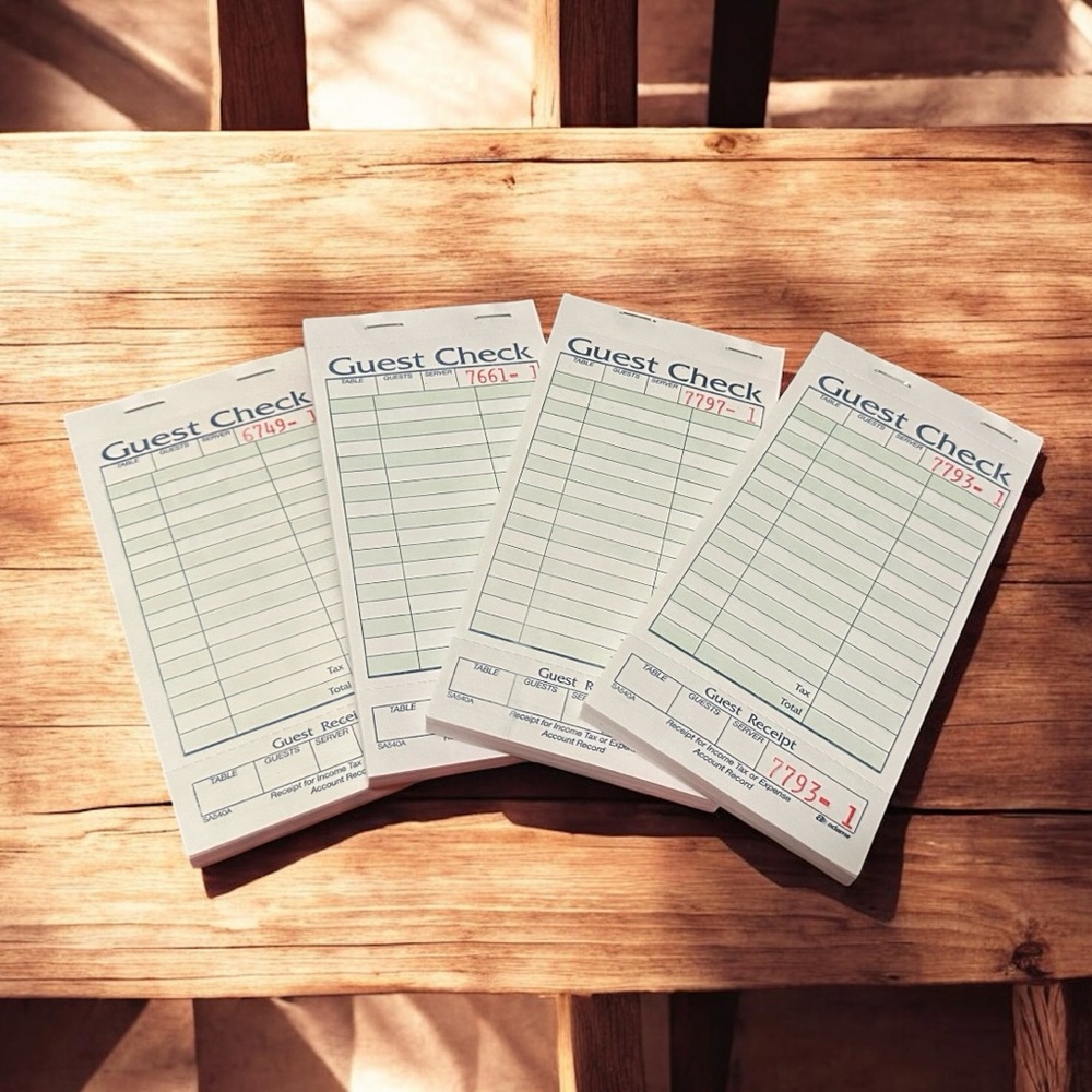 4 Guest Check Books- 50 checks per order pad - Diner Restaurant receipts vintage